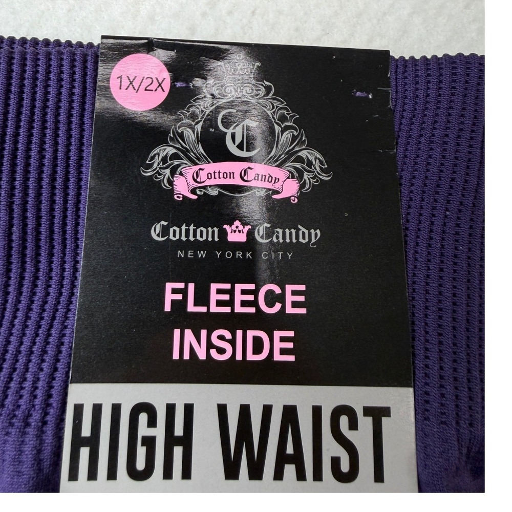 Cotton Candy NYC Purple Velvet Fleece Lined High Waist Leggings 1X/2X 29809BX/PV - Picture 5 of 6